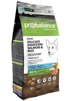 Сухой корм для собак Probalance Delicate Digestion, профилактика нарушений пищеварения, с лососем и рисом, 12кг